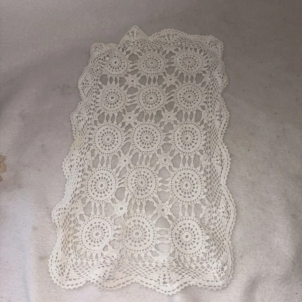 Antique Beautiful Doilies Handmade crocheted lace Doilie lot of 6 Sheer Floral